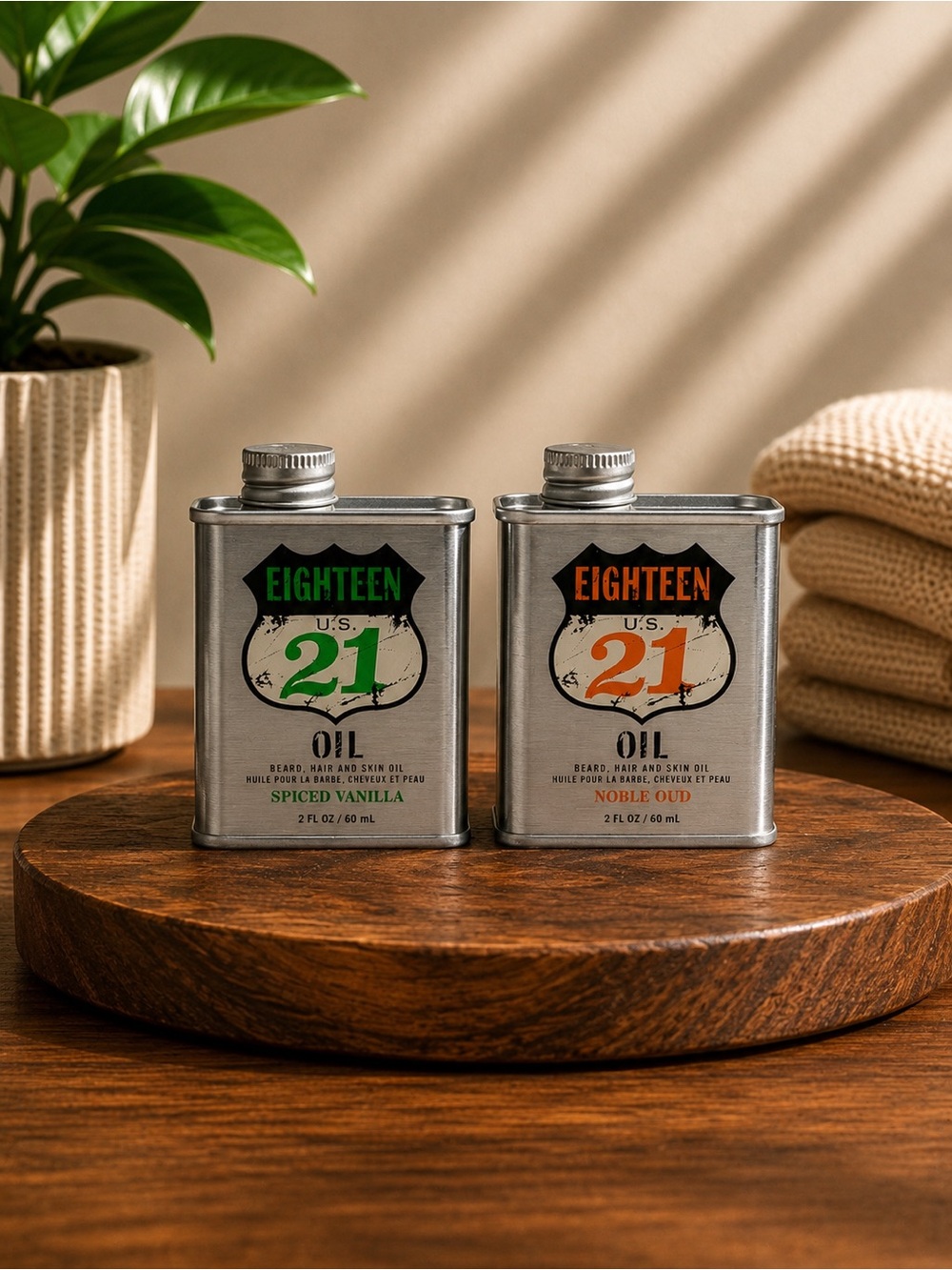 Eighteen 21 Beard Oil Set Spiced Vanilla & Noble Oud 60ml New